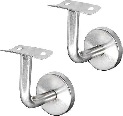 Staffa di supporto per corrimano, fissaggio per corrimano, per ringhiere per scale, staffa a parete in legno con rosetta di copertura, staffa in acciaio resistente per 60 x 60 mm, 2 pezzi - Honorern