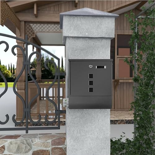HAITI Cassetta Posta In Acciaio Zincato Con Portagiornali e Finestre (antracite) - Honorern