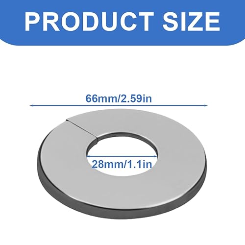 6 Pezzi Copri Tubi,Rosette per Tubi di Riscaldamento,In Acciaio Inox,Rosetta per Termosifone,Diametro Esterno 66 mm,Diametro Interno 28 mm,Impermeabile,Motivo Diviso,Autoadesivo - Honorern