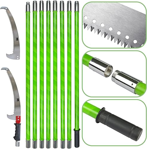 Sega da potatura con manico da 8 m, lunghezza regolabile, set di attrezzi da giardino, palma, asta ad alta capacità con borsa per il trasporto, taglia in modo pulito e veloce per rami alti (include - Honorern