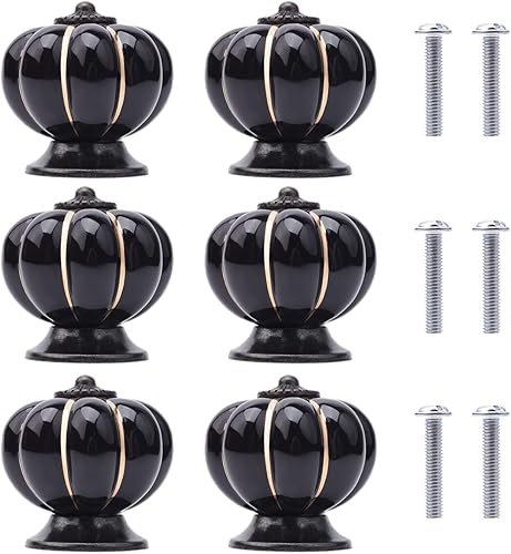 6Pcs Manopole in Ceramica Pomelli per Mobili Zucca Pomelli per Cassetti in Ceramica a Forma di Zucca per Mobili da Ufficio, Armadio da Cucina, Cassetti (Arancione) - Honorern