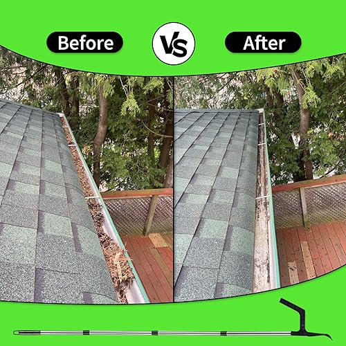 Strumenti per la pulizia della grondaia, 390 cm, con palo a 9 sezioni, pulitore per grondaie, pulizia da terra, spazzola regolabile per la pulizia della grondaia, spazzola multifunzionale con manico - Honorern