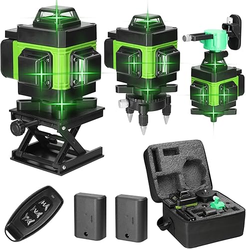 Geevorks Multifunzionale 4D 16 Linee Livella Laser Autolivellante Livellamento Batteria Al Litio Ricaricabile USB con Base Rotante, Telecomando, 2 * Batterie 2400mAh. - Honorern
