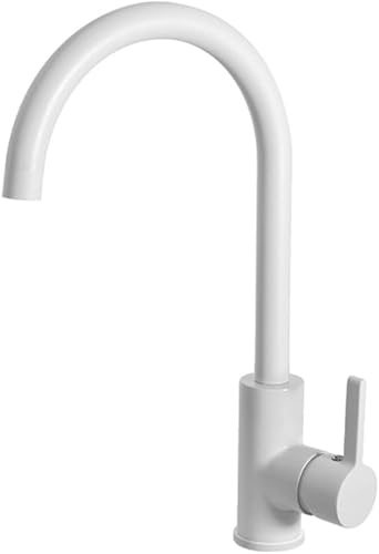 Rubinetto Miscelatore Cucina monocomando canna girevole Bianco QMFC04BI - Honorern