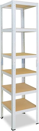 180x100x40cm HOME Scaffale metallo per carichi pesanti bianco con 6 ripiani con 145kg capacità di carico/Scaffali in metallo per garage come scaffali per ripostiglio o officina - Honorern