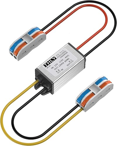Trasformatore 24 12 Volt, Convertitore 24V a 12V 5A 60W Converter di Connettori Elettrici a Cablaggio Rapido, Regolatore di Tensione(Accetta ingressi DC15-40V) - Honorern