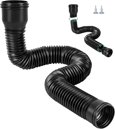 1 Pezzo Prolunga Flessibile per Grondaia, Prolunghe Rotonde per Tubo di Scarico da 80/100 mm, set di Connettore per Grondaia Estensione da 47 a 150 cm, Nero - Honorern