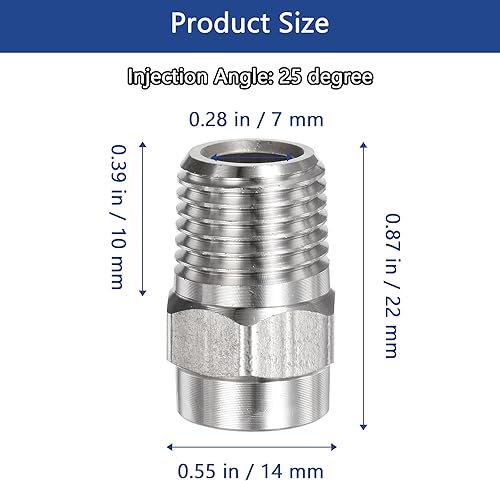 4 Pezzi Filetto Rondella Spruzzatore Ugello 40 Gradi, 1.236 mm Apertura, 1/4 Pollice Maschio NPT, Rondella Ad Alta Pressione Ugello In Acciaio Inox Per Scopa Acqua E Pulitore Sottofondo (40 - Honorern