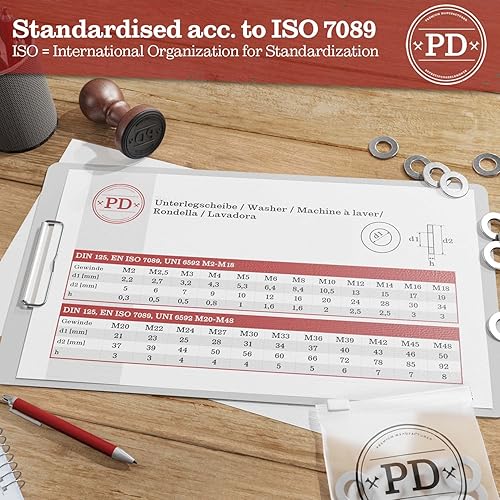 Rondelle M4 (DIN 125 A/ISO 7089) | Rondelle acciaio inox A4 V4A | Rondelle in acciaio inox piatto con piccolo diametro esterno | 25 pezzi - Honorern