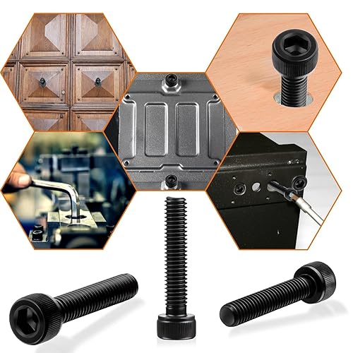 60 Pezzi Viti M3 Bulloni Vite a Testa a Esagonale M3x8 mm Acciaio Carbonio Vite e Bulloni Viti M3 Filettatura Metrica Assortimento Nero Bulloni - Honorern