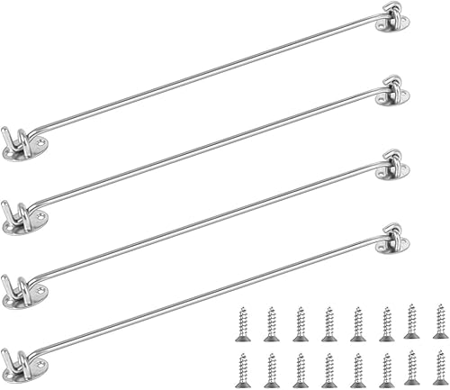 4PCS 12 Pollici Gancio Finestra Occhio Gancio da Cabina e Finestra Gancio e Occhio in Acciaio Inox Chiusure per Porta da Fienile,Serratura per Cabina/Porta/Finestra con Viti - Honorern
