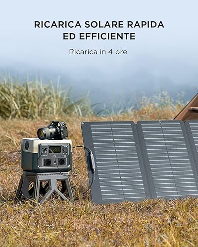 EcoFlow RIVER 2 Max Generatore solare da 512 Wh, centrale elettrica portatile LFP e pannello solare da 160 W, per campeggio e camper, carica al 100% in 60 min, con oltre 3000 cicli(Ricondizionato) - Honorern