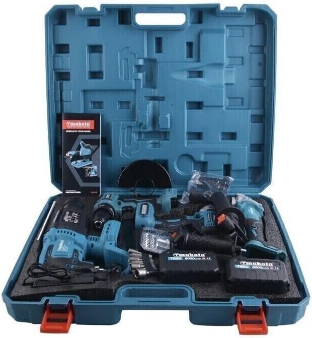 KIT 5 IN1 TASSELLATORE TRAPANO IMPULSI TRAPANO AVVITATORE 80V SMERIGLIATRICE, KIT COMPLETO PROFESSIONALE FAI DA TE CON 2 BATTERIE FARETTO E VALIGIA - Honorern