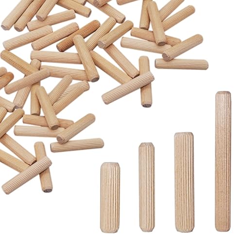 SKIR'CO (400 pezzi) Tasselli in Legno 5 x 25 mm, Tappi in Legno Scanalati, Perni Scanalati per Mobili, Tasselli Scanalati - Honorern