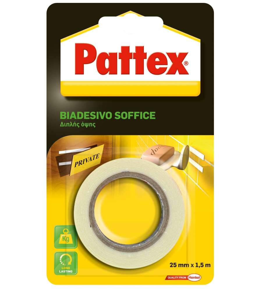 Pattex Nastro Biadesivo 30000 Soft, Nastro Biadesivo Forte, Tenuta, per Stand di Fiere e Mostre, Specchi, Cartelloni, Nastro Adesivo di Montaggio per Interni ed Esterni, 19 mm x 10 m - Honorern