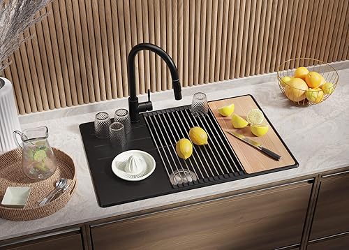 Lavello da Cucina Bianco 78x50cm, Lavandino da Cucina a 1 vasca + Sifone Classico + Tagliere, Lavabo da Cucina Incasso al mobile 60cm - Copenhagen Top di Primagran - Honorern