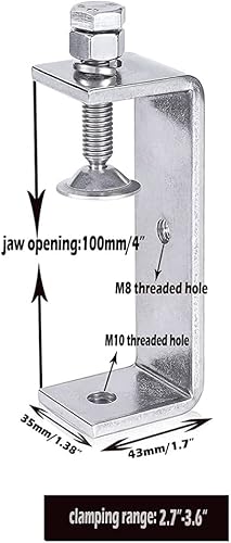 2 morsetti ad alte prestazioni, morsetto a C per la lavorazione del legno, metallo con ampie ganasce (larghezza apertura 120 mm) - Honorern