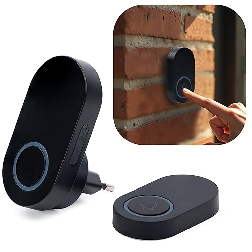 Campanello Senza Fili da Esterno Volume Fino a 250 dB 60 Suonerie e Led con Copertura Fino a 150 mt - Batterie Incluse - Honorern