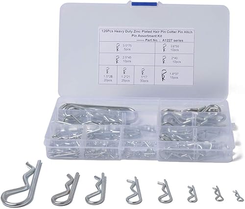 Perno R,125pcs In Acciaio Al Carbonio R Coppiglia Assortimento Di Ganci Di Fissaggio Clip Di Fissaggio Set 8 Dimensioni Con Custodia Per Trattore Da Rimorchio Camion Leggero Tosaerba - Honorern