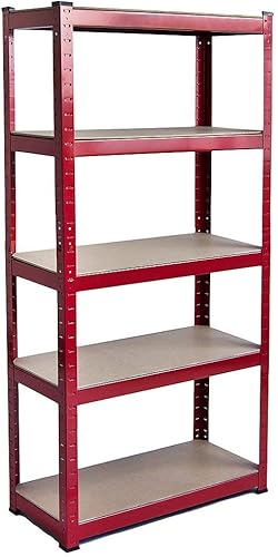 Home Discount 5 Ripiani Strato scaffali Rack scaffali Heavy Duty Kitchen Garage capacità 875 kgs, Standard, Rosso - Honorern