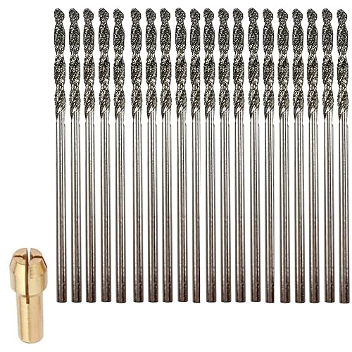 Drilax - Set di 20 punte da trapano diamantate da 1,5 mm, per gioielli, spiaggia, vetro marino, pietre preziose, 20 pezzi - Honorern