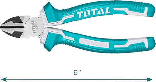 TOTAL - Pinza da Taglio Diagonale | 160 mm | Taglia Materiali Duri e Resistenti | Per Filo, Cavi, Chiodi o Viti | Realizzata in Cromo Vanadio | Manico Bimateriale - Honorern