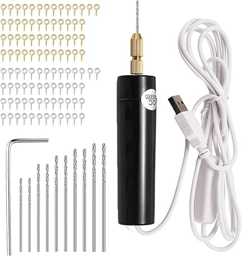 Mini Trapano Elettrico, 5V Mini Trapani Elettrici Portatile, Viene Fornito con Cavo USB da 1,8 M e Punte da Trapano da 0,8/0,9/1,0/1,1/1,2 MM (due Ciascuno), per Artigianato in Resina Fai da Te Ecc - Honorern