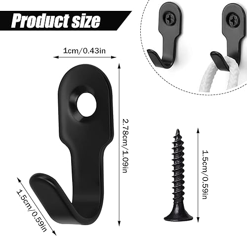 30 Pezzi Ganci Piccoli Vintage, 27 mm Ganci da Avvitare, Ganci Appendiabiti, Gancio Singolo, Ganci Appendiabiti in Acciaio Inox, Appendiabiti da Parete Ganci da Parete per Appendere al Muro (Nero) - Honorern