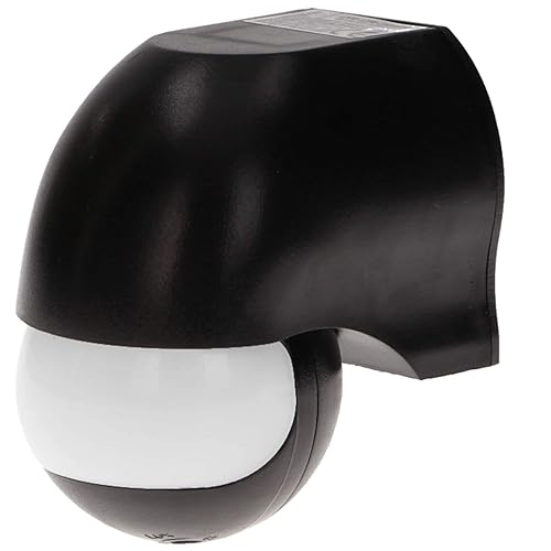 OR- CR-204 Sensore Movimento Impermeabile all'Esterno con Sensore Crepuscolare IP44 12m 180° 1200W Montaggio a Superficie Impostazione del Tempo (nero) - Honorern