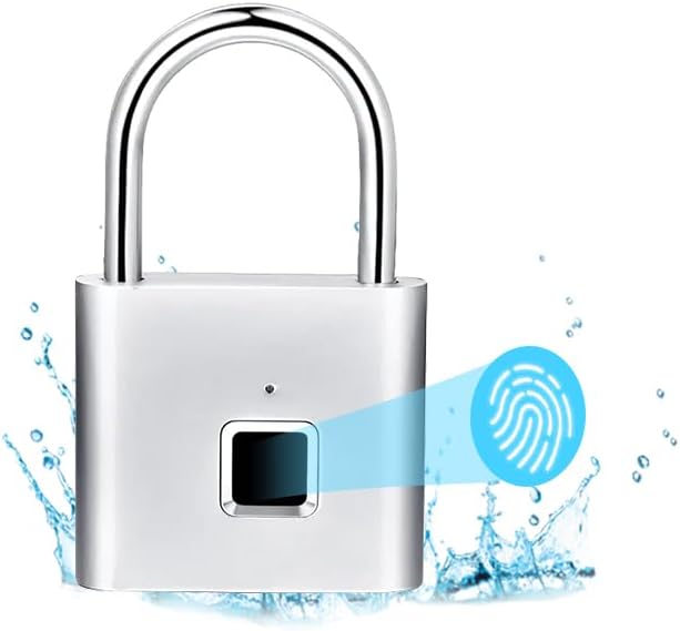 Serratura di impronte digitali, serratura intelligente, impermeabile, lucchetto di impronte digitali, ricarica USB, biometrica, alta sicurezza per palestra, bagagli, armadietto (argento) - Honorern