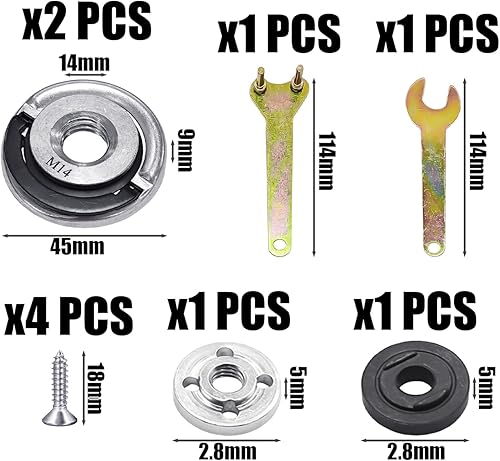 2 accessori per piastra di pressione, 1 set di accessori per smerigliatrice angolare, chiave per smerigliatrice angolare, dado a sgancio rapido per smerigliatrice angolare - Honorern