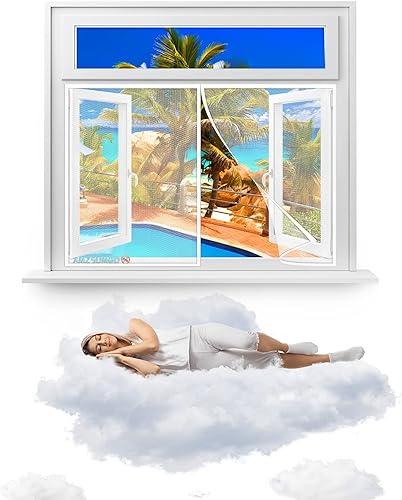 Zanzariera Magnetica per Finestre 80 x 130 cm Rete Zanzariera Porta Finestra Magnetica Anti-Zanzare per Porte Scorrevoli, Garage(Bianco) - Honorern