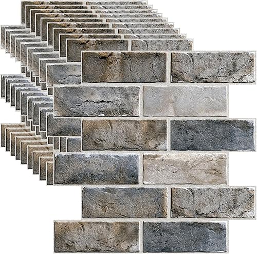 10 Pezzi Pannello Murale con Texture in Mattoni, Pannelli Decorativi 3d per Parete, Pannelli PVC per Pareti, Adesivi Murali Effetto Pietra, per Soggiorno, Camera Da Letto, Camino (Cyan) - Honorern