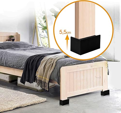 Rialzi per Letto Rialzo per Mobili Tavolo Alza Letto Divano Piedini Rialzo Mobili, Altezza Aumentata di 5,5CM - Honorern