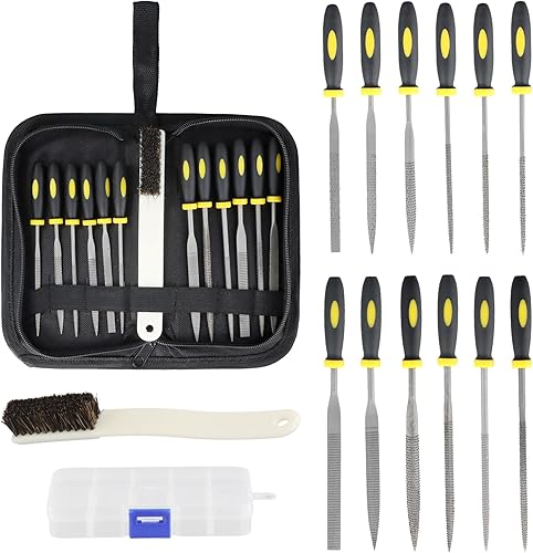 Kit di Lime e Raspe per Legno e Metallo, Set di 12 Lime ad Ago in Acciaio al Carbonio con Spazzola per Pulizia Ideale per Falegnami e Appassionati del Fai da Te - Honorern