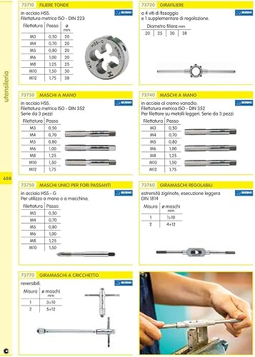 1PEZZO MASCHIO UNICO X FORI PASSANTI M5X0,8 KRINO - Honorern