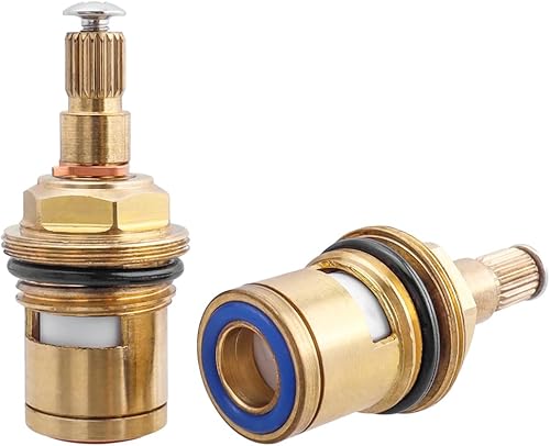 2 Cartucce per Rubinetto in Ceramica,Nucleo Valvola Rubinetto Ceramica Ottone,Vitoni in Ceramica per Rubinetti Acqua Fredda e Calda per Bagno e Cucina - Honorern