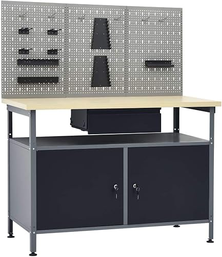 vidaXL Banco da Lavoro con 3 Pannelli a Parete - Honorern