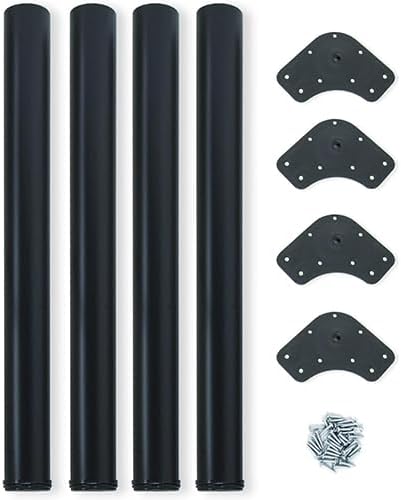 KIT 4 GAMBE PER TAVOLO IN ACCIAIO | DIAMETRO DA 60mm | SET 4 GAMBE REGOLABILI CON ALTEZZA 710-730 mm | SET GAMBE PER TAVOLO CON 4 PIASTRE DI FISSAGGIO E VITI | KIT GAMBE DI COLORE NERO - Honorern