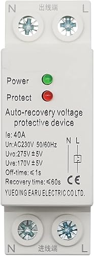 UIHFIDIU 1P + N 27mm 40A 63A 230V DIN Rail Recupero Automatico Riconnessione Sovratensione e sottotensione Relè di Protezione Dispositivo di Protezione 1 Pz(32A) - Honorern