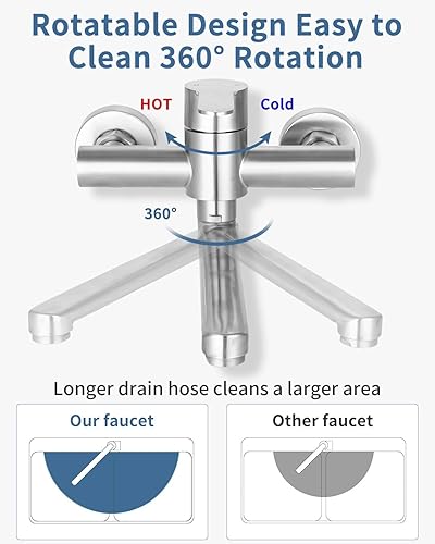 Rubinetto per Cucina a Muro, Rubinetto Lavello Cucina, Rubinetto a Parete, Braccio Girevole 23cm, Rubinetto Cucina Acciaio Inossidabile, per Lavello Cucina, Spazzolato - Honorern