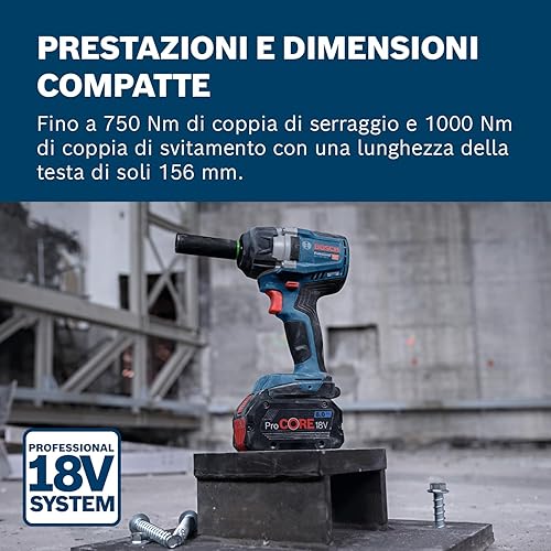 Bosch Professional 18V System Avvitatore a massa battente a batteria GDS 18V-750 C (incl. modulo Connectivity GCY42, L-BOXX) - Honorern