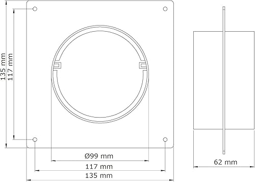 Raccordo a flangia da parete, diametro 100 mm, tubo di ventilazione senza valvola di ritiro - Honorern