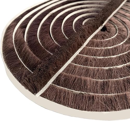 Guarnizione a Spazzola, Paraspifferi Spazzola, 5m(L) X 9mm(B) X 15mm(D), Marrone, Paraspifferi Spazzola Adesivo, Guarnizione a Spazzola Autoadesiva, Guarnizione a Spazzola - Honorern