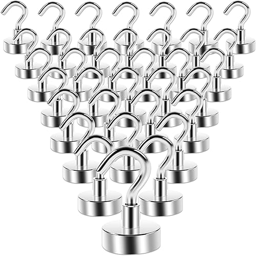 8 Pezzi Ganci Magnetici 20mm, Gancio Magnetico Magneti al Neodimio Con Gancio Con Occhielli Rotondi Ganci MagneticiPer Frigorifero Da Cucina, Campeggio, Soffitto, Griglia, Ufficio - Honorern