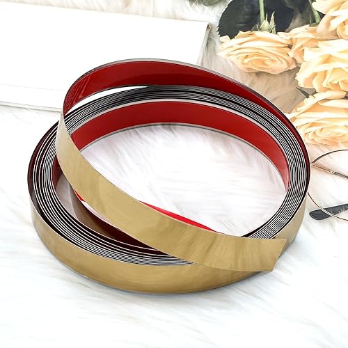 20 mm x 5 m Modanatura Adesiva Oro, Boiserie Adesiva per Pareti, Modanature Decorative Autoadesive in Acciaio Inox, Striscia Decorativa Autoadesiva, Modanatura per Soffitti, Pavimenti, Pareti Cucina - Honorern