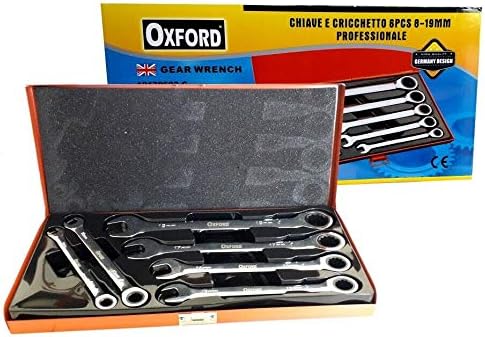 Set chiavi combinate a cricchetto 8 10 13 14 17 19 mm cromo vanadium in valigia - Honorern