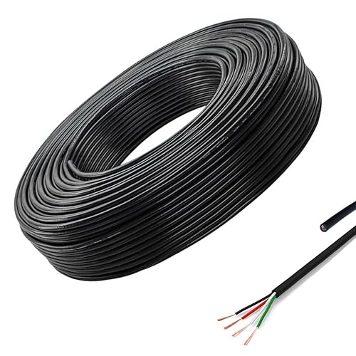 4x0,32mm2 Cavo Elettrico, Cavo Flessibile in PVC Nero Cavo a 4 Conduttori - Lunghezza Opzionale 5m 10m 20m, Cavo di Prolunga per Strisce LED (20 Metri) - Honorern