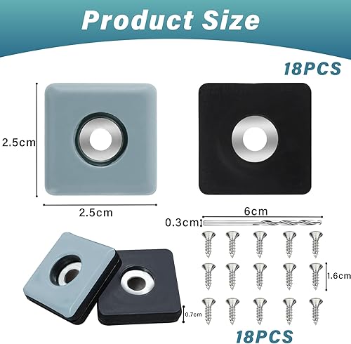 18 X Feltrini in Teflon 25mm Piedini per Mobili in Teflon, cuscinetto per mobili con viti, Scivoli con Chiodo Scivoli per Sedia per Spostare per scrivania - Honorern