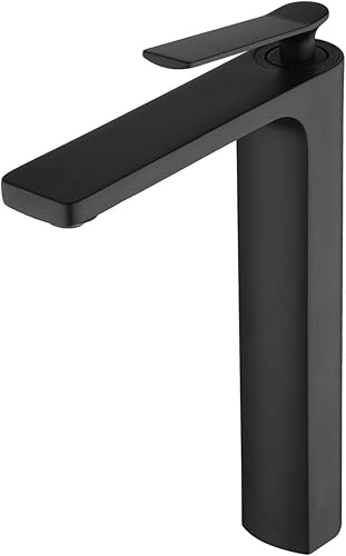 Rubinetto Lavabo Bagno Alto Monocomando per Lavabo Acqua Calda e Fredda Regolabile Rubinetto, Pittura nera - Honorern